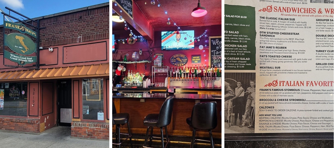 Frank & Tony's Place Menu